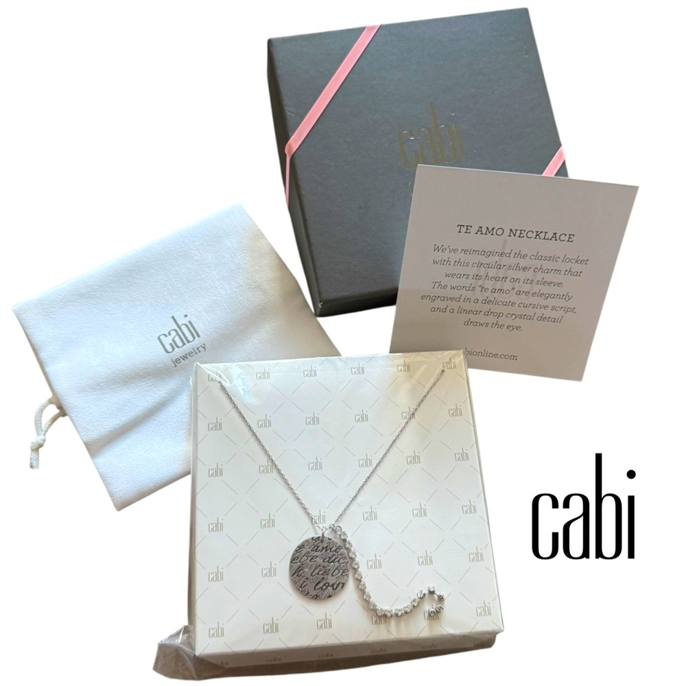 CAbi Boho New Silver “Te Amo” Engraved Pendant Long Necklace Festival Gift
